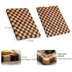 Wood Cutting Boards for Kitchen Wooden Chopping Board Set Checkered Cutting Board Upgraded with Juice Grooves & Handles Large Charcuterie Tray for Home Kitchen, Rubber Wood, 16.5''X11.4''X0.8''
