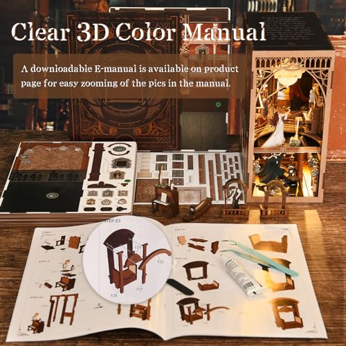 MiniCity DIY Book Nook Kit, Miniature Dollhouse Booknook Kit, 3D Wooden Puzzle Bookend Bookshelf Insert Decor with LED Light for Teens and Adults (Phantom of The Opera) - style: Phantom of The Opera