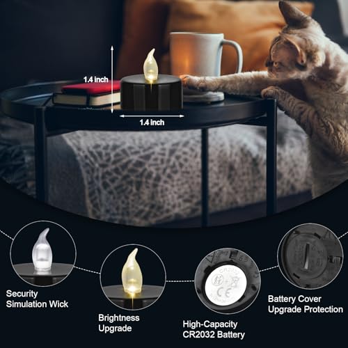 Hanzim Battery Operated LED Tea Lights: 24PACK Flameless Votive Candles Lamp Realistic and Bright Flickering Holiday Gift Long Lasting 200Hours for Seasonal & Festival Celebration Black - color: Black, size: 24pack
