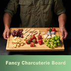 Allsum 24x18" Extra Large Bamboo Cutting Boards for Kitchen, XXL Wood Charcuterie Boards Cheese Serving Tray with Side Handles and Juice Grooves, Solid Durable Reversible - size: 24"L x 18"W