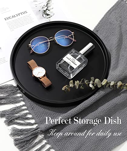 Shinowa Vanity Tray, Resin Bathroom Decorative Tray Catchall Organizer Jewelry Dish Tray for Bathroom Bedroom Counter-top Vanity Organization Vanity Table Jewelry Organizer, Matte Black - color: Black