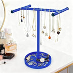 Necklace Holder Organizer, Metal Jewelry Stand to Prevent Bangles, Necklaces, Bracelets, Rings, Earrings and Watch Tangling - color: Blue