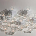 Glasseam Glass Tealight Candle Holder: Set of 24 Ribbed Clear Votive Candle Holders Bulk for Wedding Centerpiece Christmas Table Decorations Party