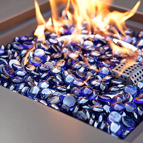 Mr. Fireglass 10 Pound Fire Glass Beads, 1/2" Reflective Round Fire Glass Drops for Fireplace Fire Pit & Lanscaping, High Luster Royal Cobalt Blue (Pack of 2) - color: Cobalt Blue, size: 1/2 inch, 10 Pounds (Pack of 2)