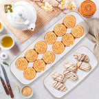 R-kay 4 Pack Clear Plastic Serving Trays - 10 by 5.5 in Heavy Duty Rectangular Platters for Party, Food, and Desserts - color: Clear And Gold, size: 10 Inch