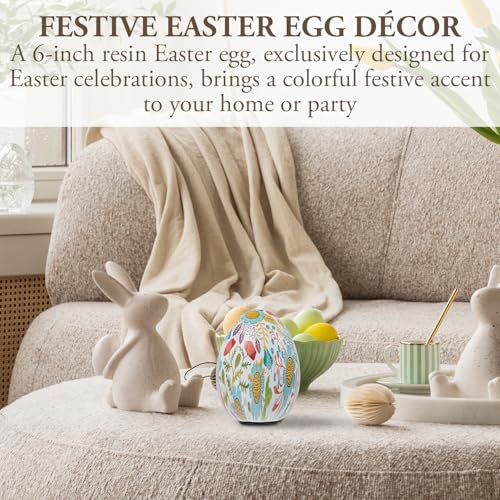 MyGift 6 Inch Tall Resin Decorative Egg with Vibrant Pastel Artistic Floral Print, Spring Pattern Home Decor Small Tabletop Centerpiece Easter Decoration - color: Vibrant Pastel
