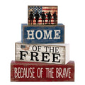 4 Pcs Patriotic Memorial Day Decorations 4th of July Tabletop Decorations Red White Blue Table Centerpieces Fourth of July Wooden Sign for Office Tiered Tray Home Shelf 250th Anniversary - style: Memorial Day