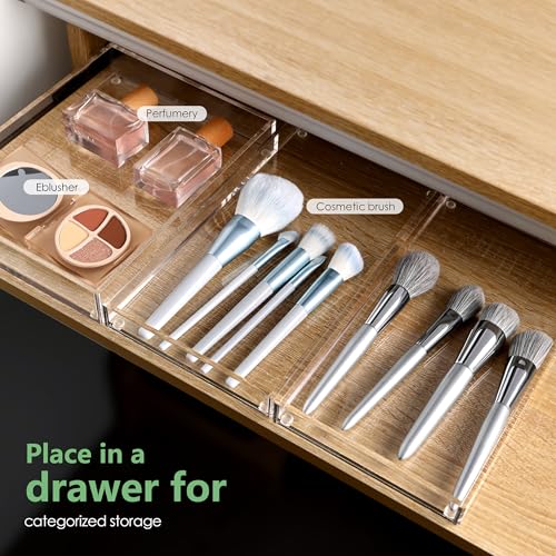 DINGHUO Bathroom Vanity Perfume Tray Acrylic Rectangle Soap Holder for Countertop, Clear Kitchen Sink Organizer for Candle, Jewelry, Keys - 1 Pack - style: Large Acrylic Tray