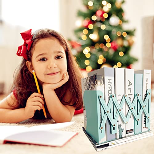 Aobopar Book Ends, Bookends for Shelves, Book Organizer for Desk, Metal Bookends for Heavy Books, Book Holders for Shelves, Suitable for Office, Home and School Use (Mint Green) - color: Mint Green