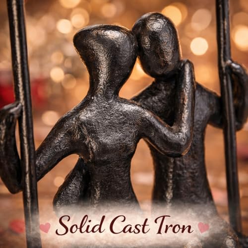 Couple Swing Statue, Solid Cast Iron Romantic Couple Figurine, for Wife Husband, Valentine’s Day Gift for Him Her, Modern Home Decor for Shelf Mantel, 6.46" Tall
