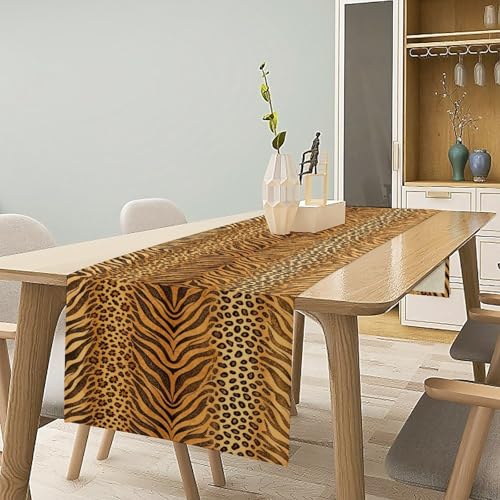 Wild Charm Animal Fur Table Runner Leopard Print Tablerunner for Kitchen Cafe Dining End Table Sofa Holiday Wedding Home Decor 13x36in - color: Fur-13, size: 13x36in