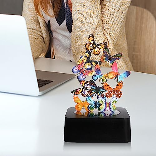 Desk Toys for Office for Adults Desktop Magnetic Butterflies Sculpture Desk Decorations for Women Office - size: Square Base