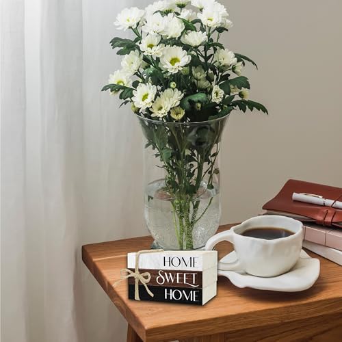Ycyfckdr Mini Decorative Books for Home Decor, Rustic Wood Stack for Table, Home Sweet Decor Books for Living Room Shelf, Farmhouse Stacked Book Gift (L10) - color: Brown