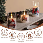 Eywamage Christmas Glass Flameless Candles with Remote, Flickering LED Pillar Candles Holiday Table Decor Gift Set of 3 - color: Red Truck
