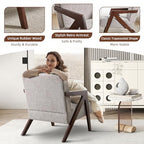 INZOY Mid Century Modern Accent Chair with Wood Frame, Upholstered Reading Armchair with Soft Linen Fabric, Accent Chair for Living Room Bedroom Apartment, Easy Assembly, Mocha - color: Chenille Mocha