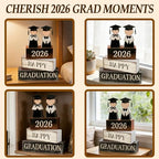 2026 Graduation Table Decorations Class of 2026 Senior Tiered Tray Decor Wooden Block Signs Farmhouse Congrats Grad Tabletop Party Centerpiece for Tables Wooden Sign for Home Decor - style: graduate