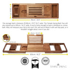 Temple Spring Acacia Wood Bathtub Tray Caddy for Tub — Expandable Bath Tray with Solid Book Stand Wine Holder and Non-Slip Pads — Includes Soap Dish and Spa Accessories — Luxury Hardwood Bath Gift Set - color: Acacia Wood
