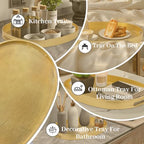 MAONAME Gold Decorative Tray with Handles, Foil Serving Tray for Ottoman, Oval Coffee Table Trays for Living Room, Bathroom, 15.6" L x 10.6" W x 1.4" H - size: 15.6" x 10.6" x 1.4"