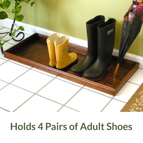 Good Directions Large Boot Tray, Squares Multi-Purpose All Weather Decorative Boot Tray, Shoes, Plants, Garage, Patio Door, Pet Bowls, 34 inch Entry Indoor Shoe Tray, Copper Finish - color: Brown