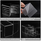 MerryNine Acrylic Risers 8 Pcs, Clear Risers Display Stand, Acrylic Display Risers, Risers for Display for Cupcakes, Figures, Retail, Collectible Figures, Cosmetics, Collectibles Display, Square