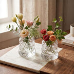 2PCS Small Bubble Glass Bud Vase: Light Weight Short Wide Mouth Crystal Clear Vase - Mini Aesthetic Funky Vase for Hydroponic Plants, Dried Flowers, Table Centerpiece, Coffee Side & Desk Modern Decor