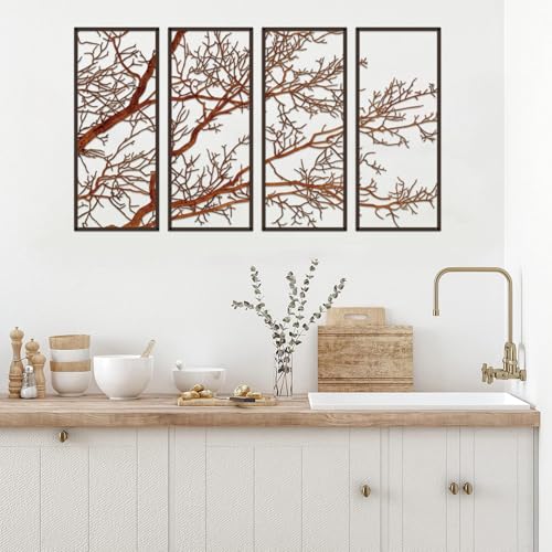 ESTART 4 Pieces Tree of Life Metal Wall Decor, Colorful Tree Branch Metal Wall Art, Tree Sign Wall Hangings for Home Garden Office Living Room Indoor Outdoor (Colorful, Large) - color: Colorful, size: Large