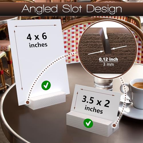 12 Pack Wood Place Card Holders - Table Number Holders - White Wooden Table Numbers Holder for Photo - Cards Display Stands for any Decor - Perfect for Cafe Wedding Shop Party Events Retail Shop Home - color: White