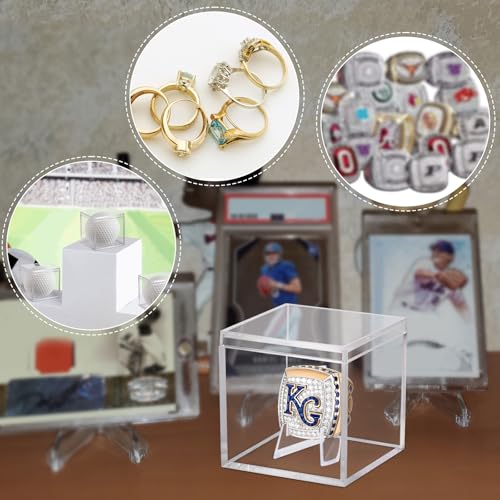 20 Pack Championship Ring Display Case Clear Acrylic Ring Case Display Box for Sports Baseball Softball Football Golf Single Ring Coin Holder Stand, 2.16 Inch - size: 20 Pack