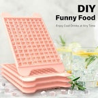 Mini Ice Cube Tray for Freezer: FDDBI Small Ice Trays for Freezer with Bin - 117×4PCS Easy Release Nugget Ice Tray - Crushed Ice Tray with Container - color: Pink