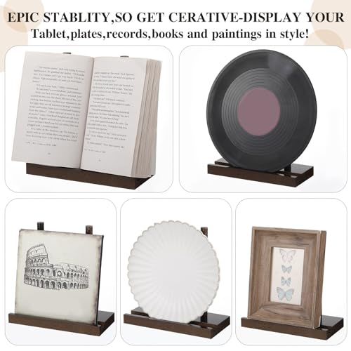 RattanView Tabletop Wooden Display Stand Wooden Easel Book Display Holder 7.8 x 3.54 x 7.8 Inch Artwork Storage Rack for Picture Plate Frame Albums Record Magazine Tablet Canvas Board