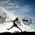 Fcteap Flower Fairy Dancing with Dandelion Garden Art Sculpture Stainless Steel Statue Christmas Halloween Decoration for Outdoor Yard Courtyard Lawn Patio Metal Ornaments (Long Travel) - style: Long Travel