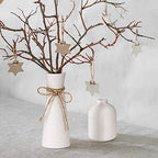 NiHome White Ceramic Vase Set of 3, Small Boho Flower Vases for Home Rustic Decor Flower Pampas, Fit for Mantel Office Living Room Coffee Table Shelf Farmhouse Fireplace Hallway Decor Centerpieces