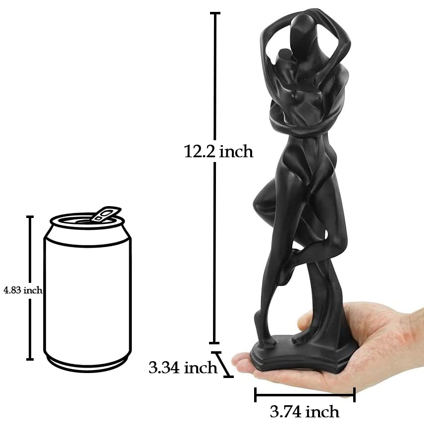DreamsEden Romantic Couple Art Dancing Sculpture, Anniversary Wedding Statue Abstract Ornament Figurine Home & Office Decor (Passionate Embrace & Kiss) - color: Black, Passionate