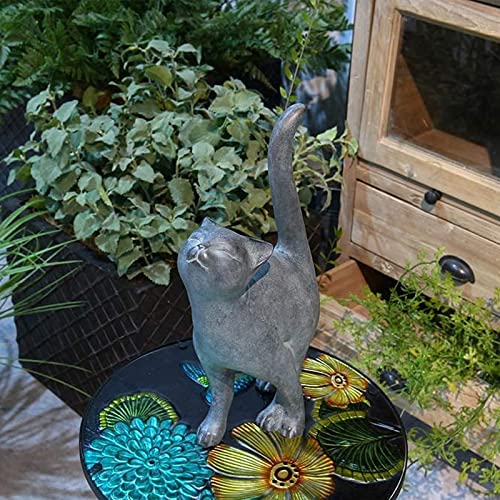 Newman House Studio Garden-Statues Cat-Figurines Home Garden Decor - Farmhouse Backyard Polyresin Kitten 7.6L x 4W x 14.5H inch - color: Single Cat