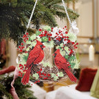 Auremi Cardinal Diamond Art Hanging Kit for Adult, Special Shaped Rhinestone, DIY Acrylic 5D Christmas Diamond Painting Window Pendants Signs, Home Garden Wall Hanging Ornament - color: Cardinal