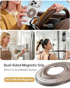 SYNCWIRE Magnetic Phone Ring Holder for MagSafe, 360° Rotation Cell Phone Grip Stand Finger Ring Kickstand Two-Sided Magnet Compatible with iPhone 17 Pro Max 16 15 14 13 12 MagSafe Accessories - color: Single Ring-1PCS-Desert Gold