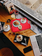 KAQAHIDO Large Melamine Serving Trays for Eating, 17.5’’ x 12’’ Serve Platter for Appetizer, Charcuterie, Food, Snack, Cupcakes, Dessert, BPA-Free, Dishwasher Safe Tray, Set of 2, Red - color: Red