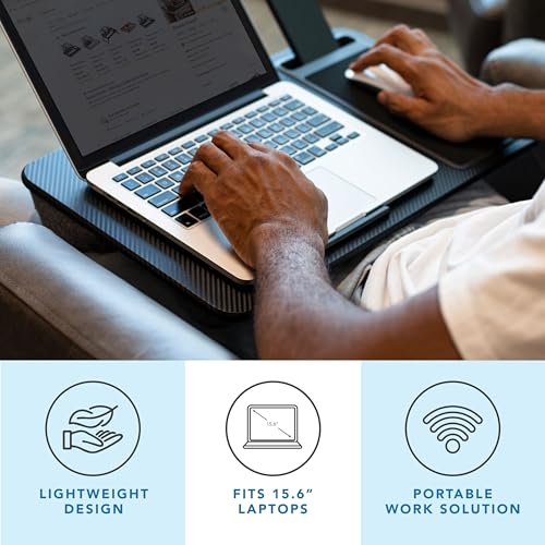 LAPGEAR Home Office Lap Desk with Device Ledge, Mouse Pad, and Phone Holder - Black Carbon - Fits up to 15.6 Inch Laptops - Style No. 91588 - color: Black Carbon, size: Home Office
