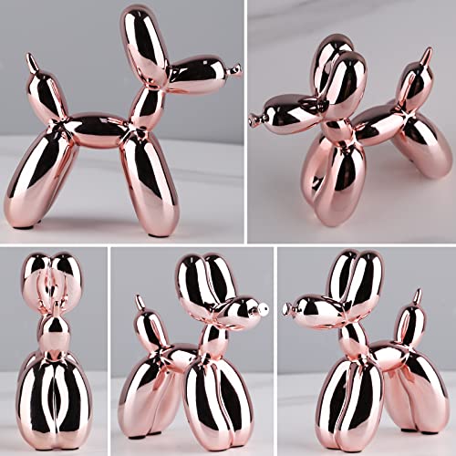 Balloon Dog Sculpture Modern Home Decor Collectible Figurines Funky Statues for Bedroom Trendy Animal Decor for Coffee Table Living Room Decor - color: Pink, size: 3.9*3.9*1.5inch