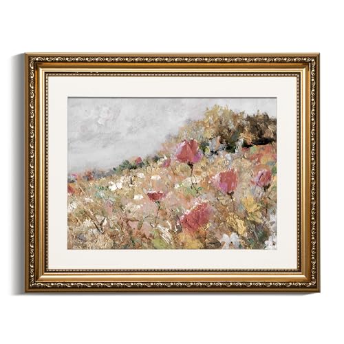 VIYYIEA Gold Framed Wall Art Canvas Print Home Decor Flower Art Vintage Botanical Print Rustic Farmhouse Wall Decor Mid Century Modern Art Coastal Print Floral Room Decor Wall Pictures Bedroom 13x16in - color: Blossom, size: 16"L x 13"W