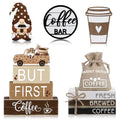 Vercraft 11 Pcs Coffee Bars Table Decorations Coffee Tiered Tray Decor Farmhouse Table Centerpiece Wooden Books Home Tabletop Decor for Home Kitchen - style: Coffee