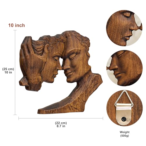 BGCOPPER Wooden Couple Statue, Abstract Couple Sculptures Ornament for Home Decor Women Gift for Anniversary Wedding (10 Inch) - color: B-retro, size: 10 Inch