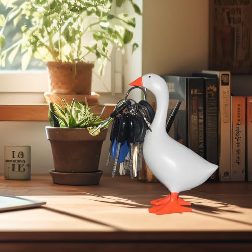 Magnetic Goose Key Holder Cute Home Decor Statue,Office Table Desk Decor Resin Goose Duck Statue Sculpture,Tool Holder Home Decoration，Bedroom Decor Housewarming Gift