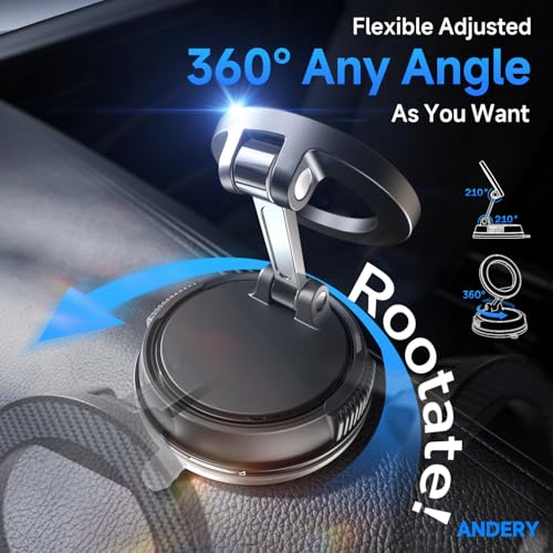 ANDERY Car Phone Holder for Magsafe [78+LBS Strongest Suction & 2400gf Magnetic] 360° Adjustable Car Phone Mount, Phone Holders for Your Car for iPhone 17 Pro Max 16 15 14 13 12 Plus Air, Carbon Fiber - color: Carbon Fiber