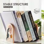 Minimal Boho Illustration Wooden Bookends Shelves 2 PCS Woman Plain Sturdy Book Holders Desktop Organizer for Home Office Libraries - color: Color-6