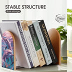 Dolphins Art Bookends for Shelves, Heavy Duty Wood Book Ends Decorative Book Holder for Bookshelf, Rustic Office Classroom Library Home Decor, 1 Pair (4.7x6.7 Inch)