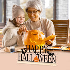 COCHIE Metal Happy Halloween Sign, Black Halloween Decorations for Home, Office, Shelf, Mantel, Indoor, Jack-o-lantern Decoration, Spooky Cat Bat Decor (Halloween) - style: Halloween