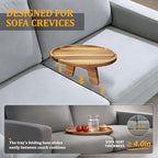 Acacia Wood Sofa Tray, Folding Couch Table Insert for Middle Portable Couch Armrest Trays Perfect for Drinks, Snacks, Phone, Remote Control (Circle) - color: Circle