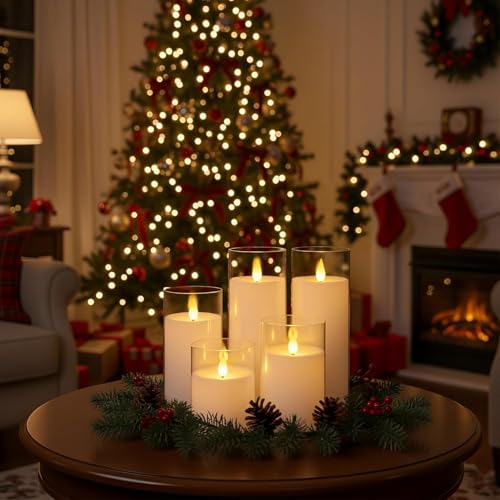 Homemory Pure White Flickering Flameless Candles, Battery Operated Acrylic LED Pillar Candles with Remote Control and Timer, Set of 9 - color: Pure White, 9Pack