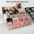 5 Tier Acrylic Display Stand Organiser with Fences, No Assembly Perfume Stand Organiser, Clear Display Shelf for Home, Office, Retail for Funko Figures Toys Cupcake Food, Cologne, Cosmetics, Storage